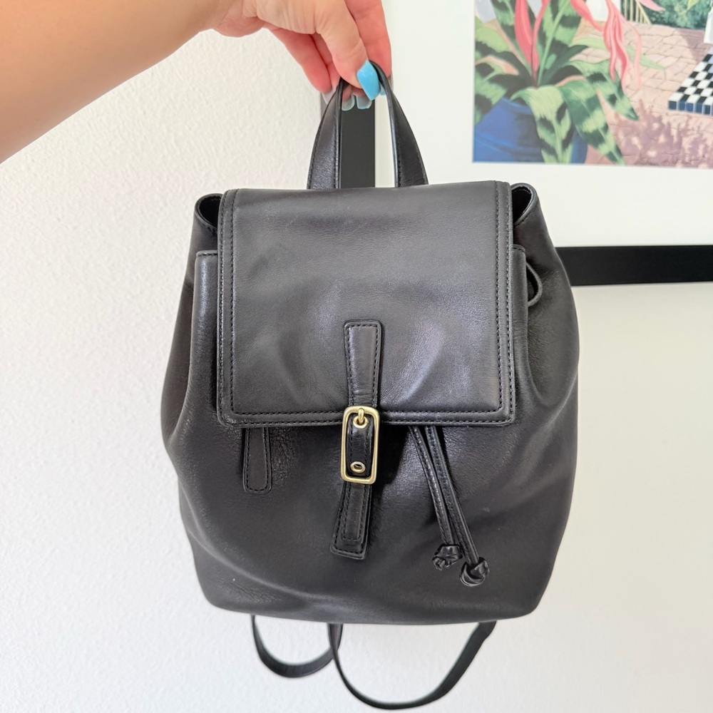VINTAGE Y2K COACH 9858 Legacy Black Leather Mini Backpack Bag Purse